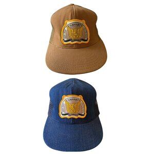 Carhartt Centennial Mesh Snapback Hats Brown & Blue Made In USA